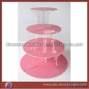 4 Tier Round Pink Table Acrylic Cup Cake Stand Holder